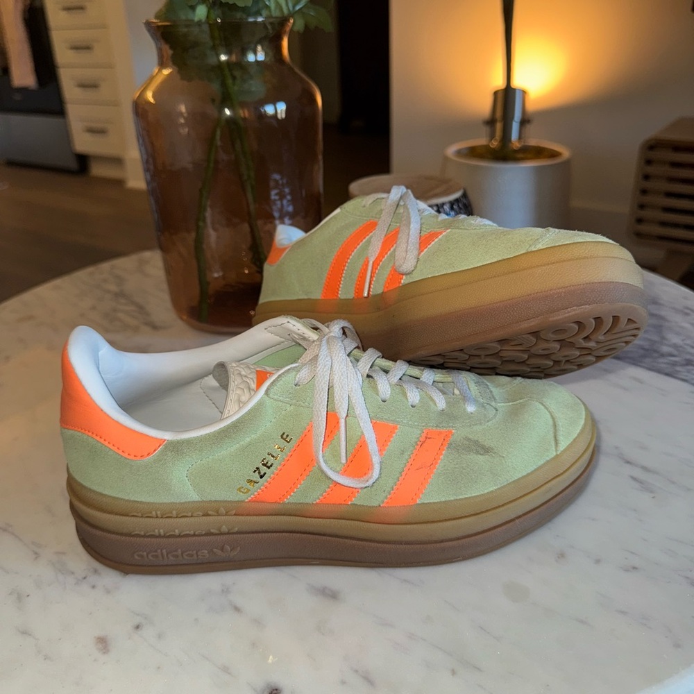 Adidas Gazelle Women's Sneakers - Lime Green and Neon Orange